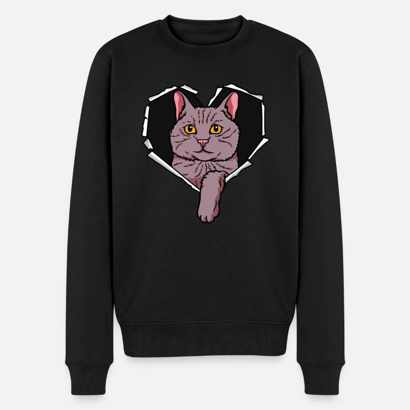 Cat CrackEd Hole Heart Cats - Pull Premium bio Homme - noir