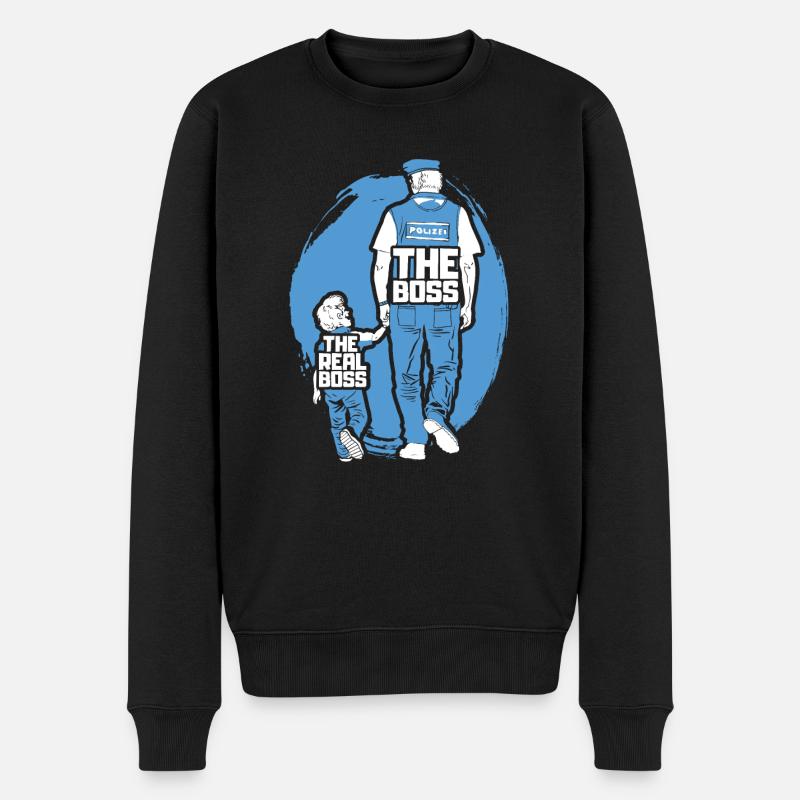 Polizei Papa Sohn Partnerlook - Männer Premium Bio Pullover - Schwarz