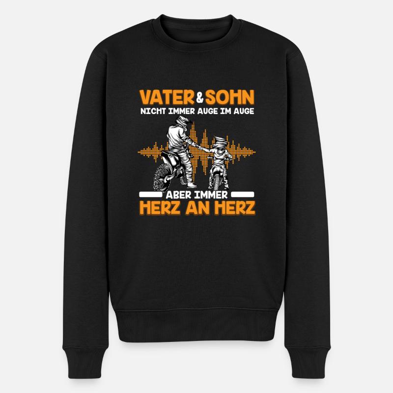 Motocross Vater Sohn Partnerlook Vatertag - Männer Premium Bio Pullover - Schwarz
