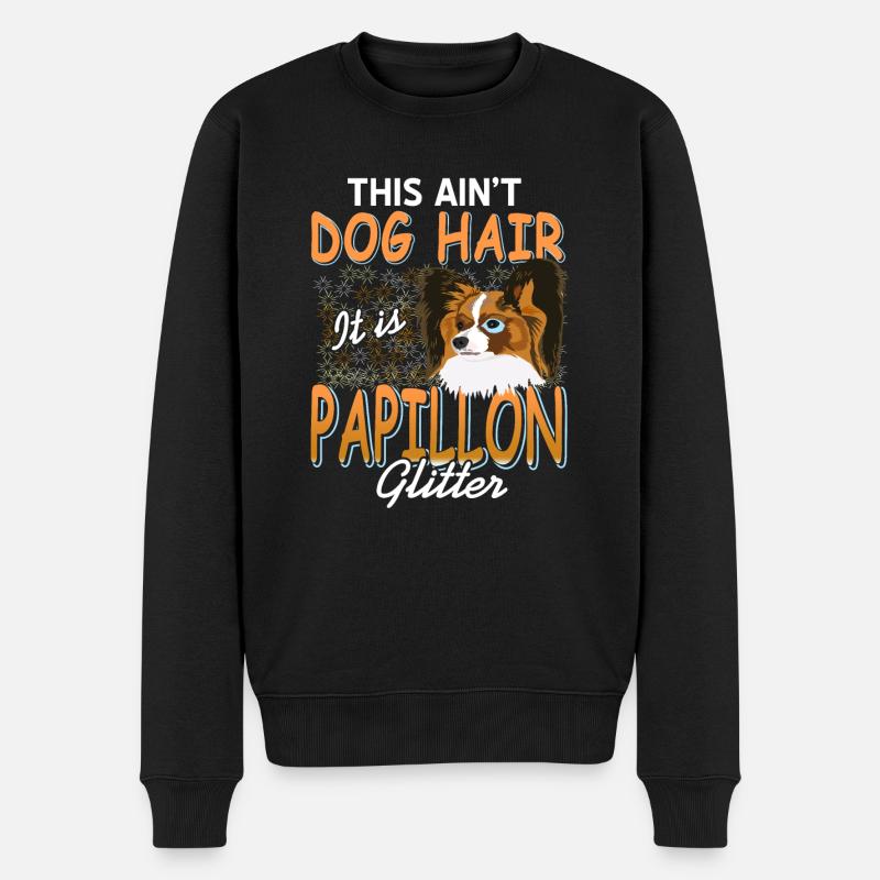 Das ist kein Hundehaar, das ist Papillon Glitzer - Männer Premium Bio Pullover - Schwarz