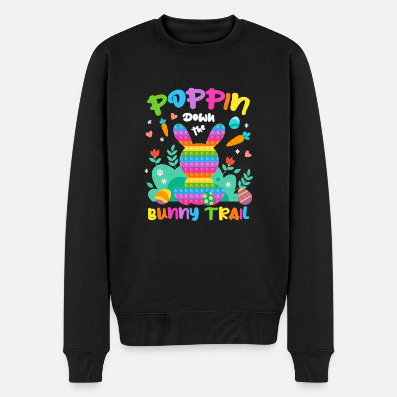 Poppin Down The Rabbit Trail Rabbit Pop It Egg - Männer Premium Bio Pullover - Schwarz