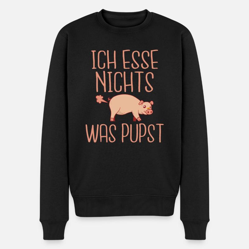 Ich esse nichts was pupst Veganer und Vegetarier - Männer Premium Bio Pullover - Schwarz
