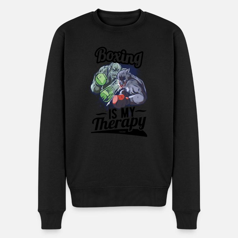 Boxing Is My Therapy - Männer Premium Bio Pullover - Schwarz