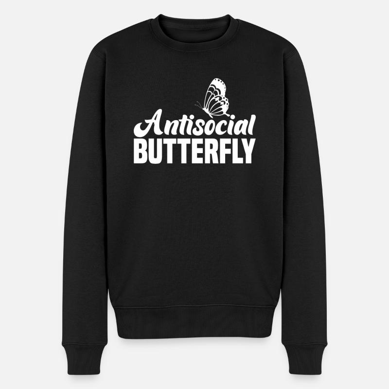 Antisocial Butterfly Introvert Design - Männer Premium Bio Pullover - Schwarz