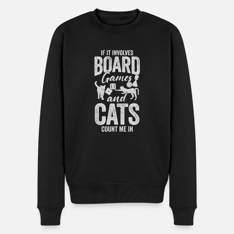 Brettspiele Hobby Katze Brettspieler Geschenk - Männer Premium Bio Pullover - Schwarz