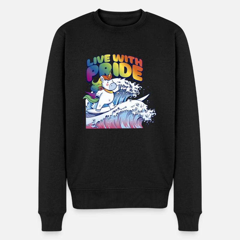 LGBTQ Pride Regenbogen Live with Pride - Männer Premium Bio Pullover - Schwarz