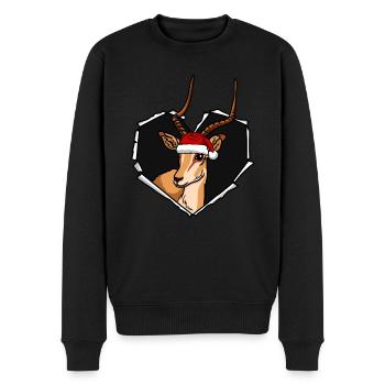 Antilope fissurée avec trou de capuchon de Noël - Pull Premium bio Homme - noir - Devant - Nico (187cm)