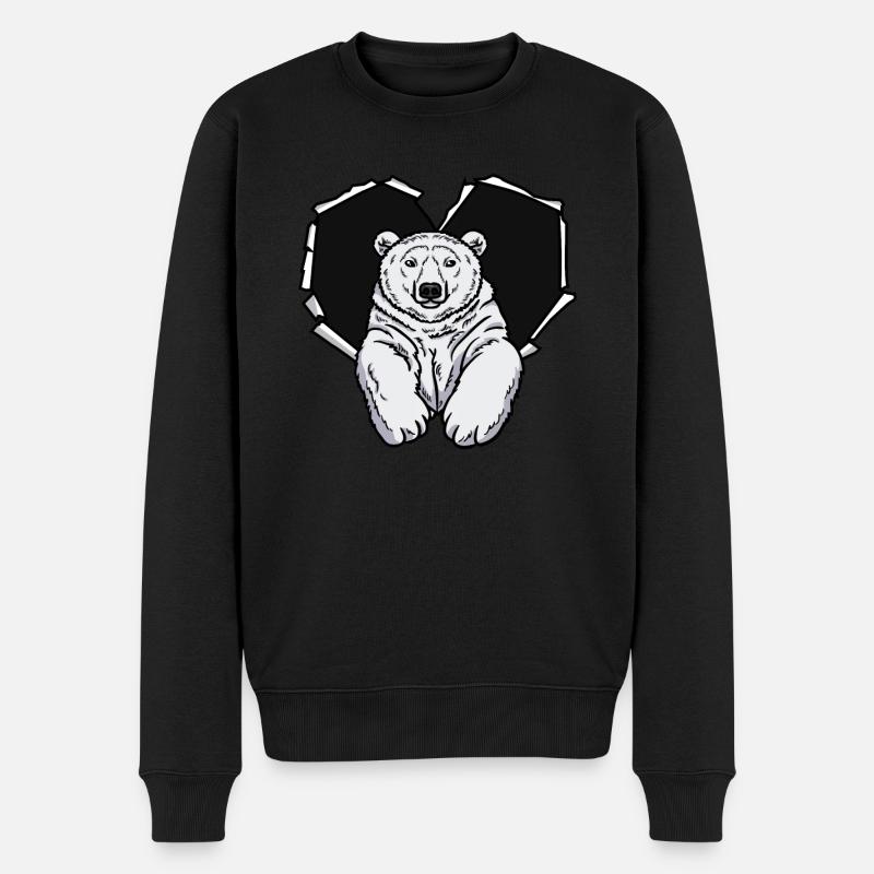 Riss Eisbär Zerrissenes Loch Eisbär - Männer Premium Bio Pullover - Schwarz