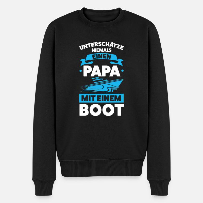 Boot Papa Segler Geschenk - Männer Premium Bio Pullover - Schwarz