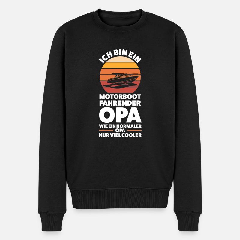 Motorboot Opa Bootfahrer Geschenk - Männer Premium Bio Pullover - Schwarz