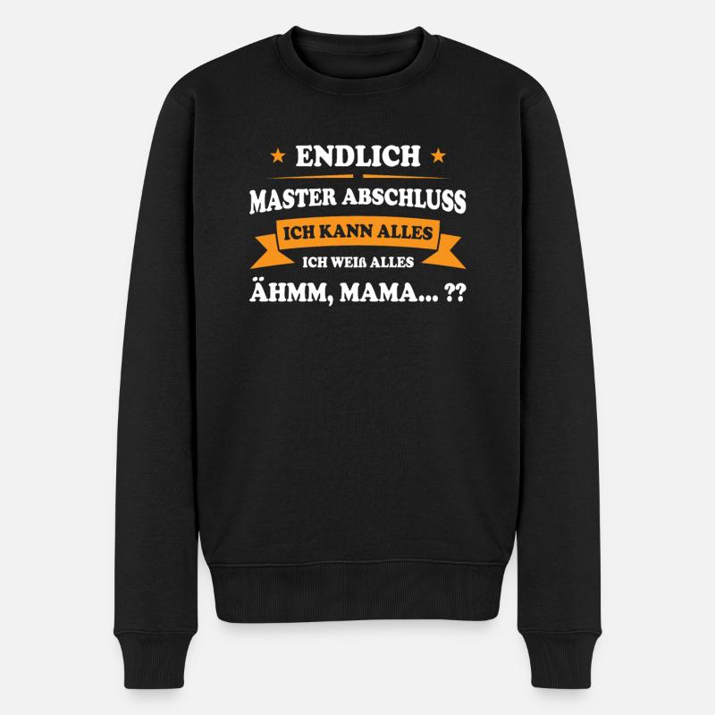 Master Abschluss Master-Abschluss Geschenk - Männer Premium Bio Pullover - Schwarz