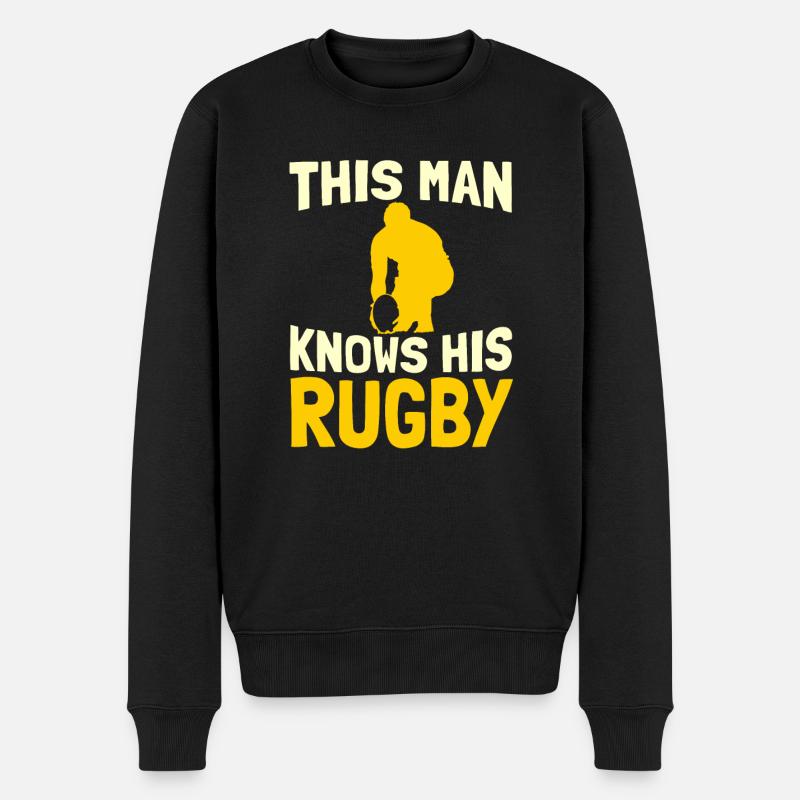 Rugby - Männer Premium Bio Pullover - Schwarz