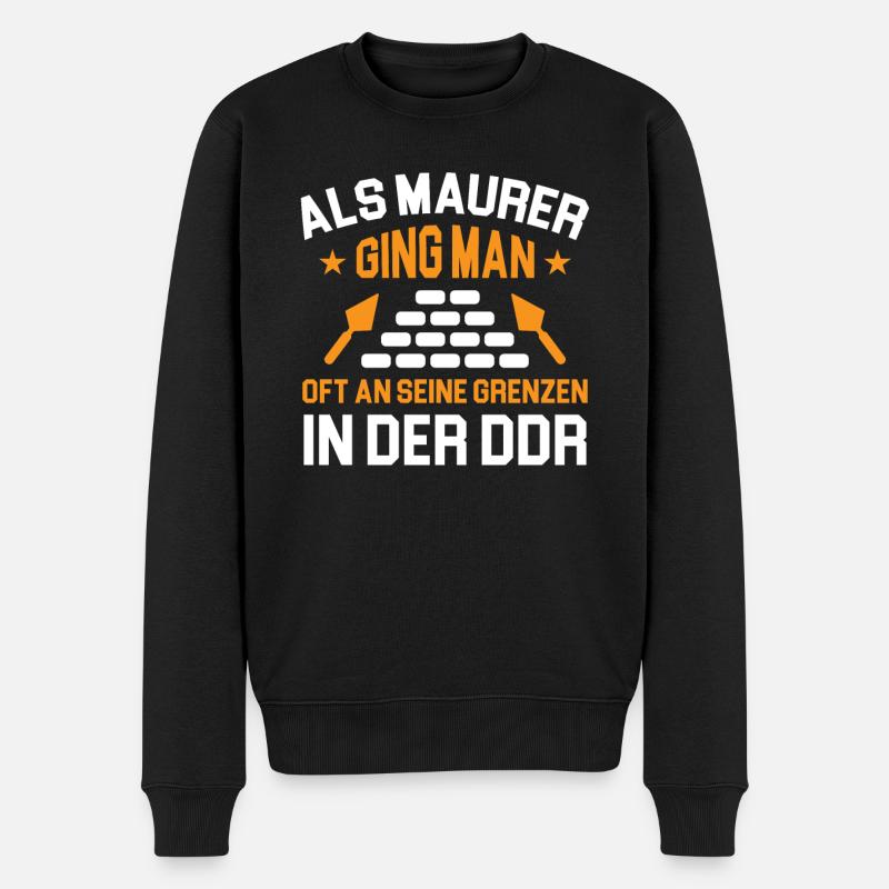 Maurer Ossi DDR Lustiger Spruch - Männer Premium Bio Pullover - Schwarz