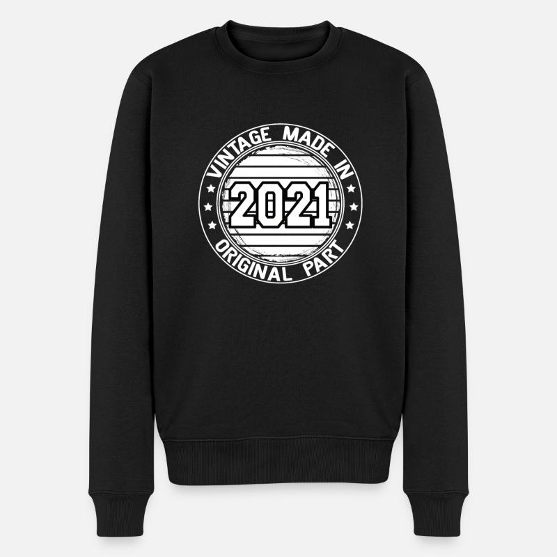 Vintage Made In 2021 Original Part Geburtstag 2021 - Männer Premium Bio Pullover - Schwarz