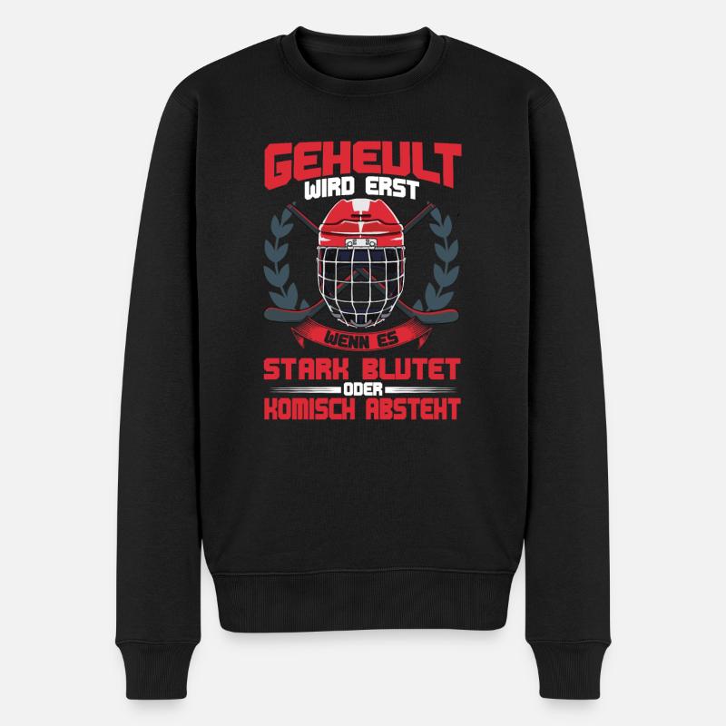 Geheult Wird Erst Wenn Es Blutet Eishockey - Männer Premium Bio Pullover - Schwarz