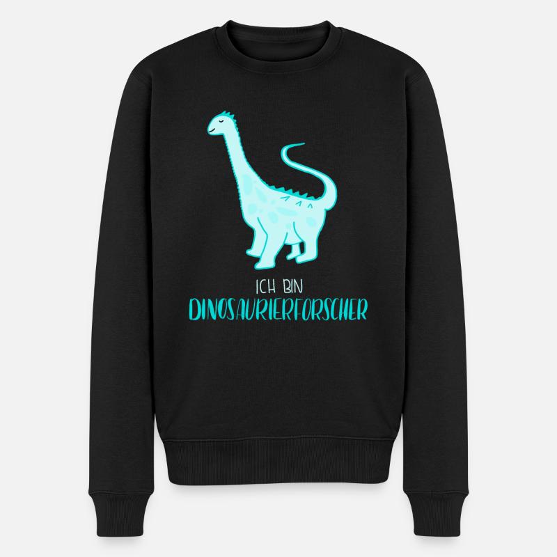 Dinosaurierforscher Türkis - Männer Premium Bio Pullover - Schwarz