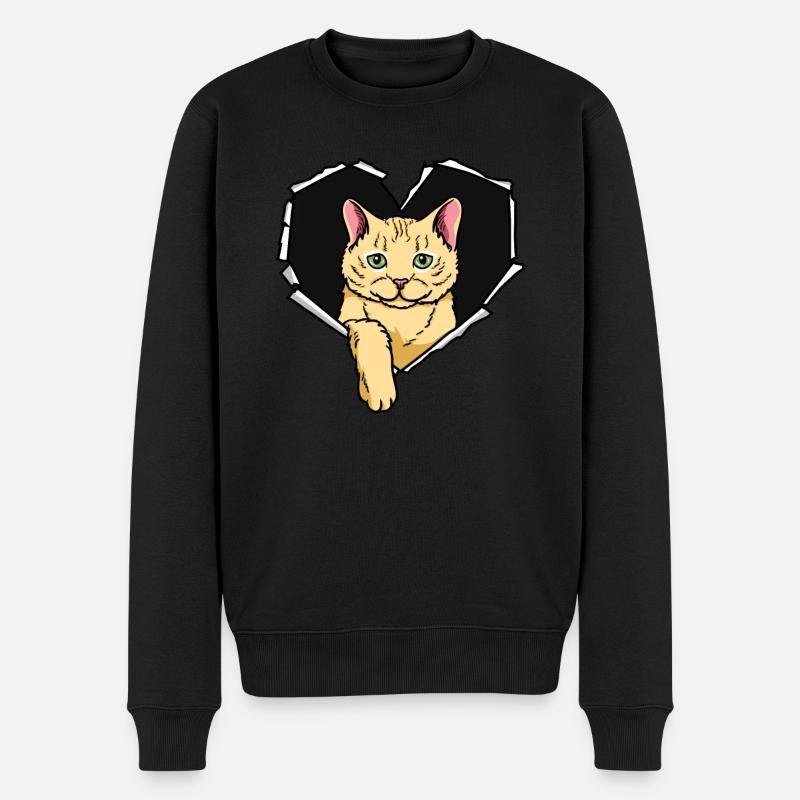 Cat CrackEd Hole Heart Cats - Pull Premium bio Homme - noir