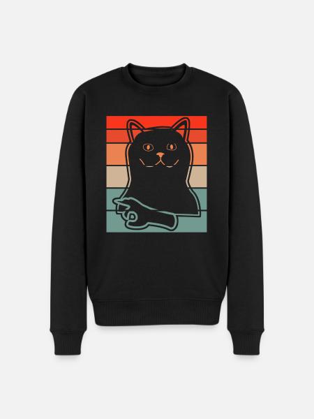 Regardé dans Chat Regardé dans - Pull Premium bio Homme - noir