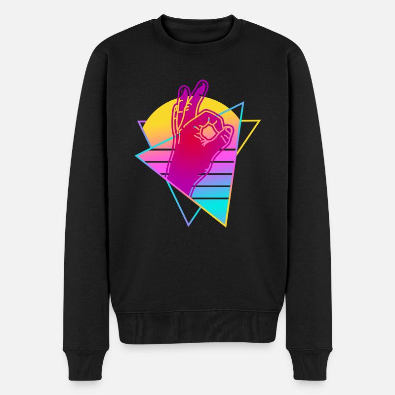 Reingeschaut Retro Vaporwave Reingeguckt - Männer Premium Bio Pullover - Schwarz