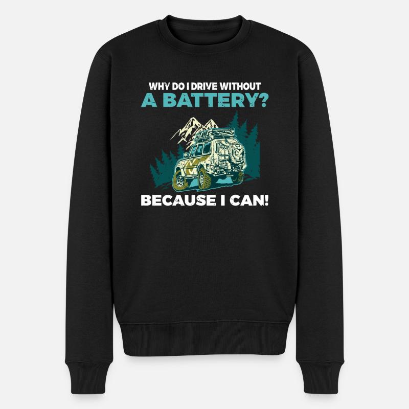 Hvorfor kører jeg uden batteri Anti e-Car - Økologisk premium-sweatshirt til mænd - sort