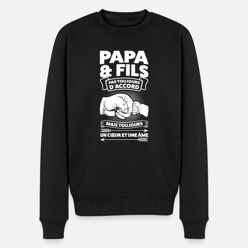 père & Fils père Fils Geschenk - Männer Premium Bio Pullover - Schwarz