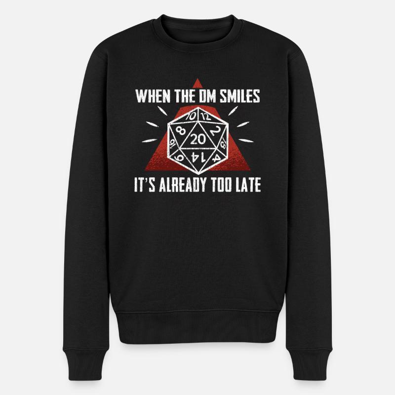 Critical Master Smile Dungeon Dice Rolling Dragon - Männer Premium Bio Pullover - Schwarz