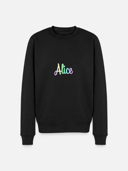ALICE Arcobaleno Corsivo Minimalista - Maglione ecologico premium da uomo - nero