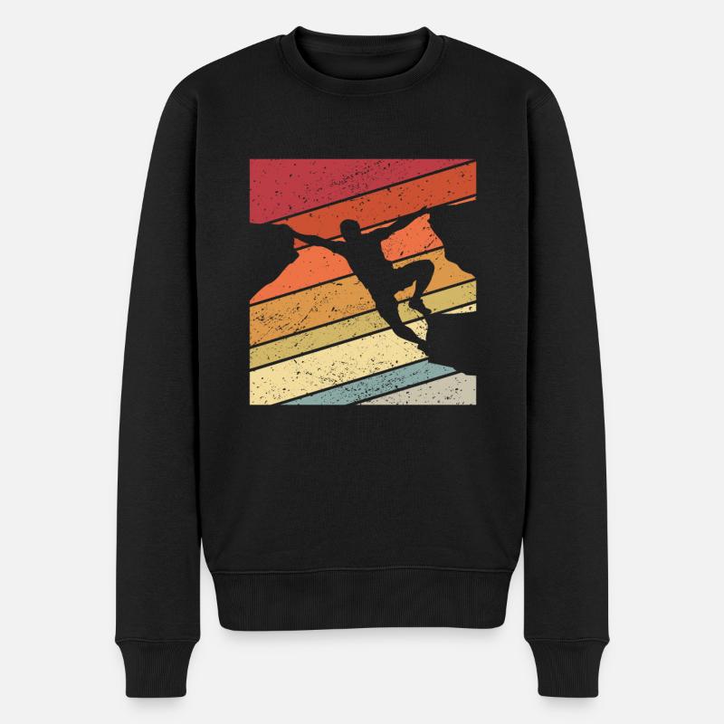 Vintage Bergsteiger Klettern Kletterer Bouldering - Männer Premium Bio Pullover - Schwarz