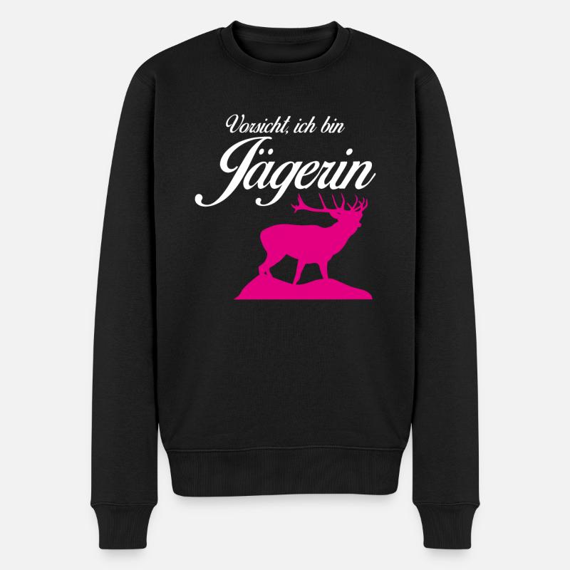 Jägerin Jagd Hirsche Revier Jäger - Männer Premium Bio Pullover - Schwarz