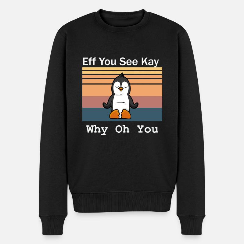 Eff du siehst Kay warum oh du Pingouin - Männer Premium Bio Pullover - Schwarz