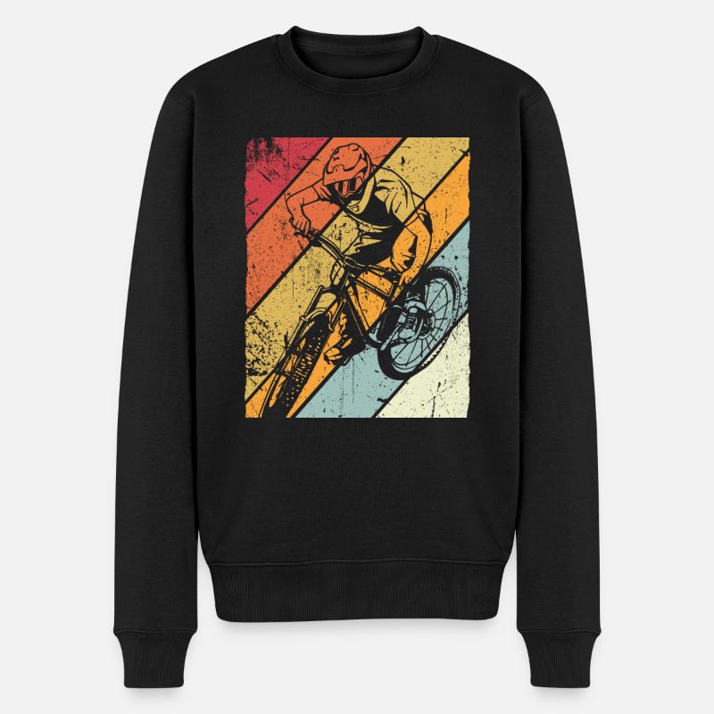Vintage MTB Mountainbiker - Männer Premium Bio Pullover - Schwarz