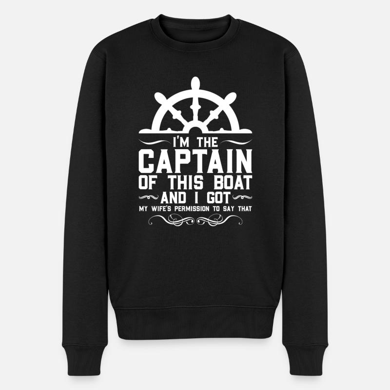 Kapitän Boot Bootfahren Geschenk - Männer Premium Bio Pullover - Schwarz