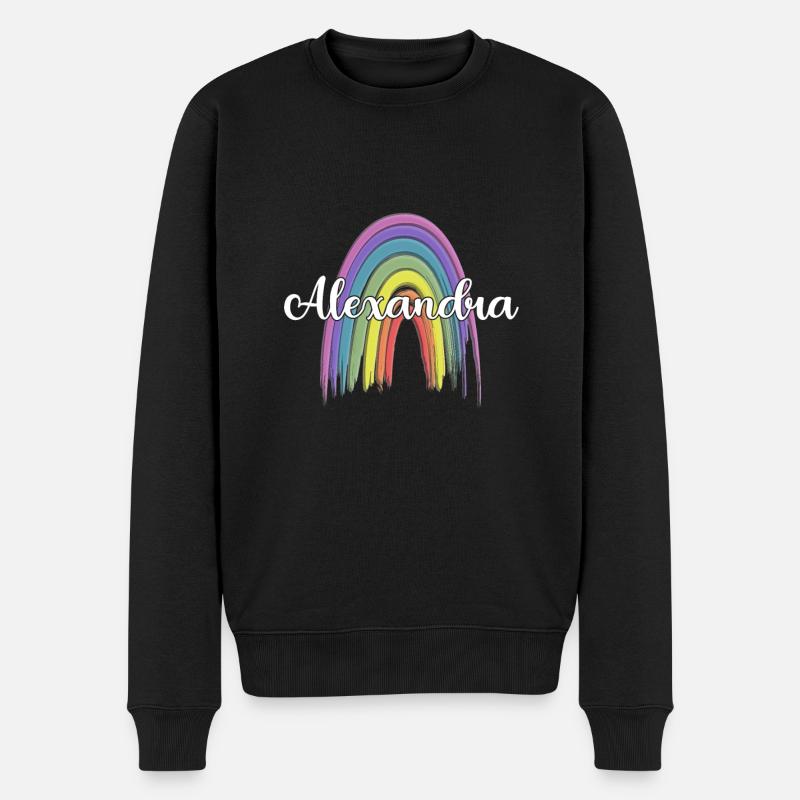 ALEXANDRA Rainbow Cursive - Männer Premium Bio Pullover - Schwarz
