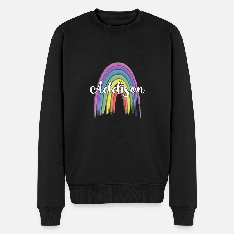 ADDISON Rainbow Cursive - Männer Premium Bio Pullover - Schwarz