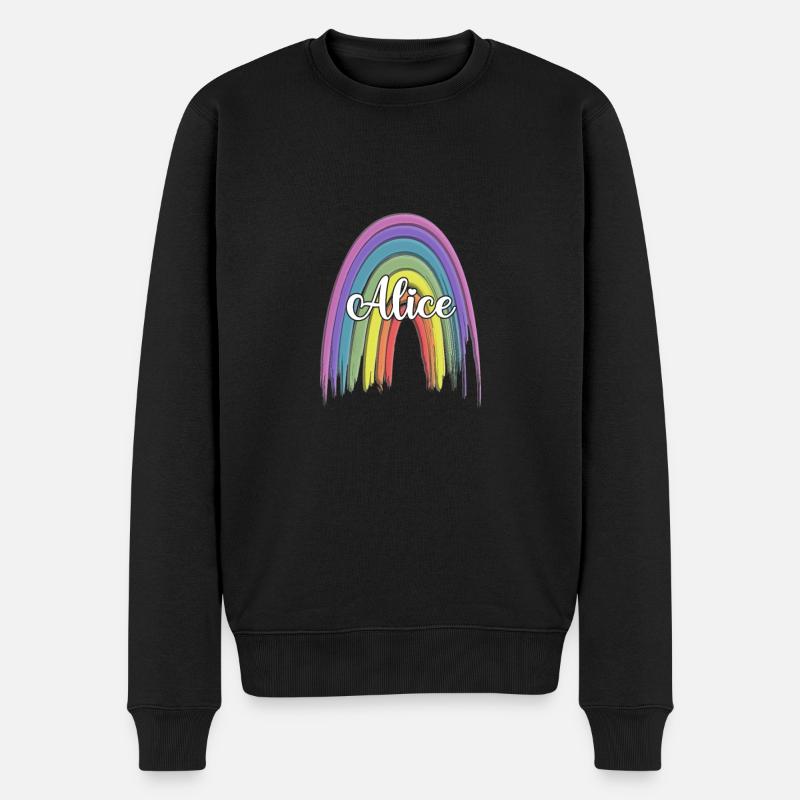 ALICE Rainbow Cursive - Männer Premium Bio Pullover - Schwarz