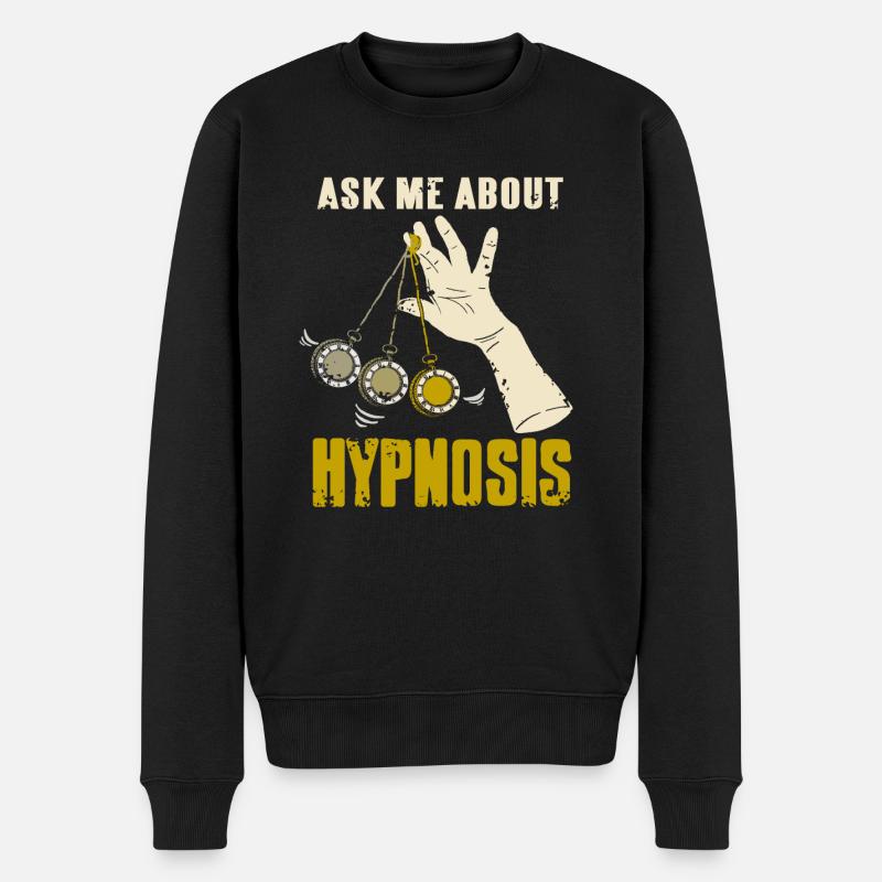 Frag mich über Hypnose - Männer Premium Bio Pullover - Schwarz