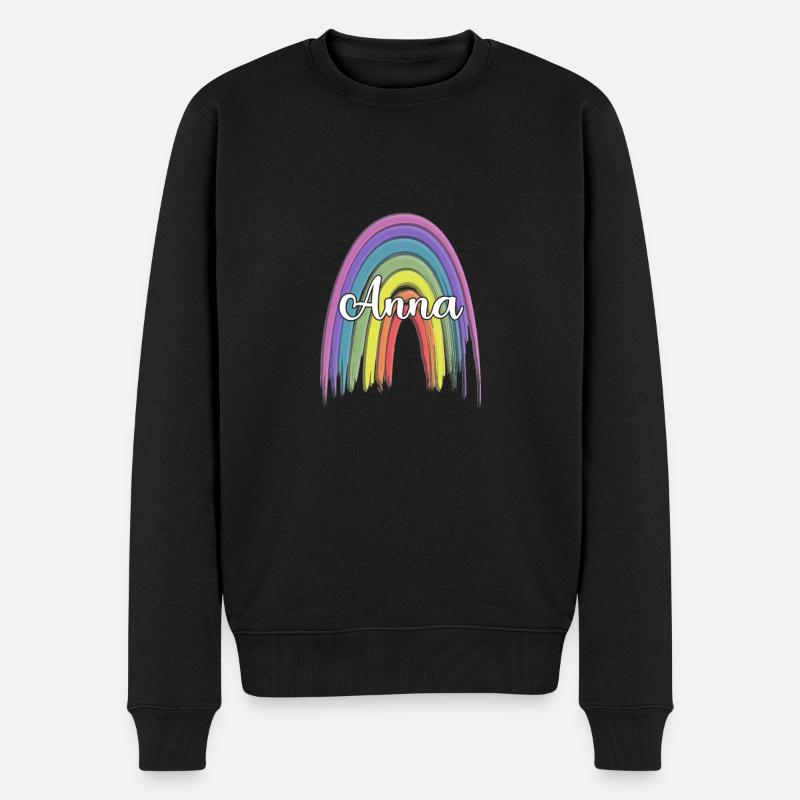 ANNA Rainbow Cursive - Männer Premium Bio Pullover - Schwarz