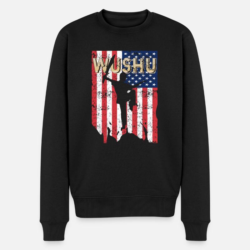 États-Unis USA Wushu - Pull Premium bio Homme - noir