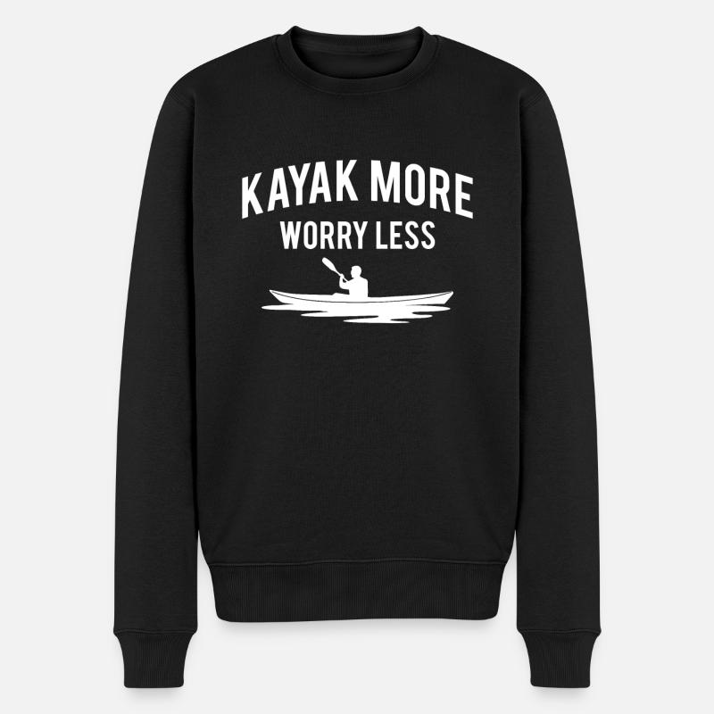 Kayak More Worry Less Geschenk Kajak Shirt - Männer Premium Bio Pullover - Schwarz