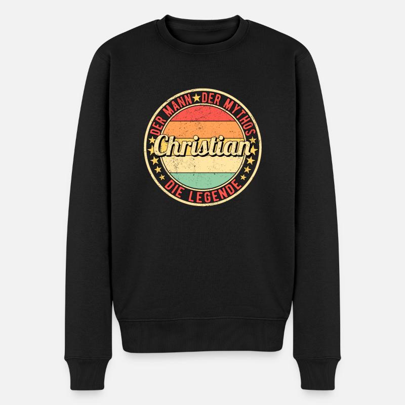 Christian Der Mann Der Mythos Die Legende - Männer Premium Bio Pullover - Schwarz