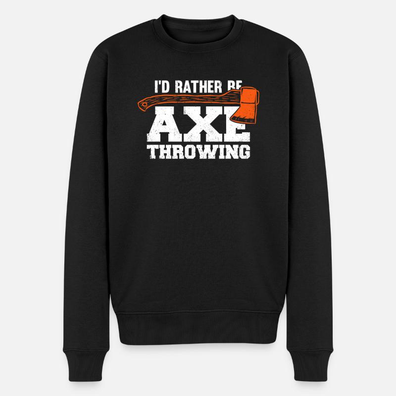 I'd Rather Be Axe Throwing - Männer Premium Bio Pullover - Schwarz