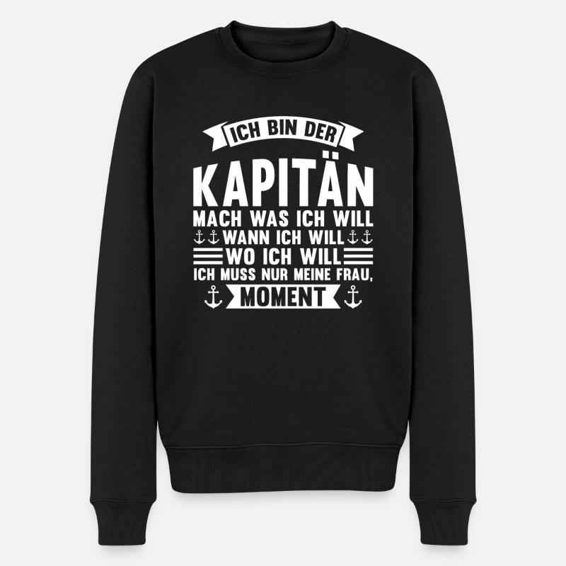 Kapitän Boot Segeln Geschenk - Männer Premium Bio Pullover - Schwarz