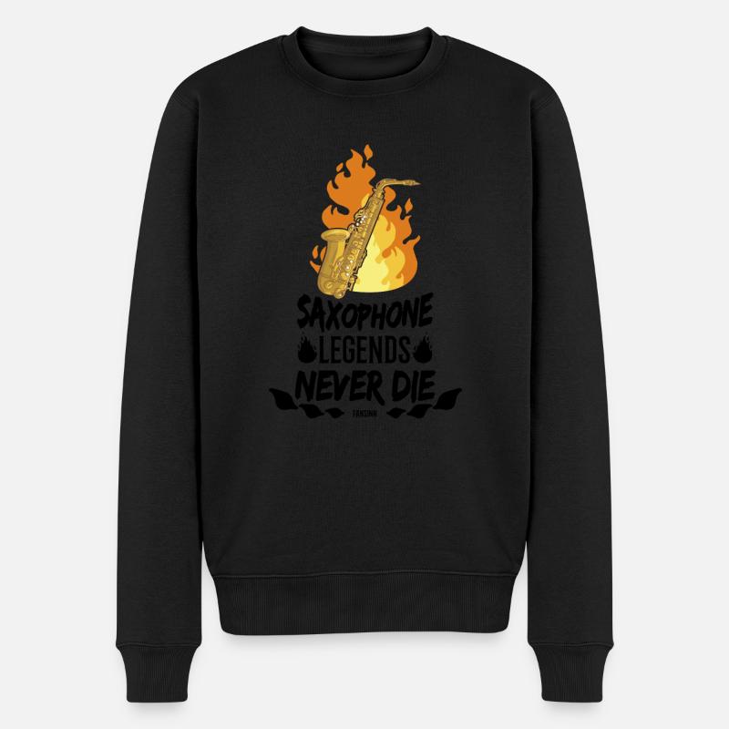 Saxophone Legends Never Die - Männer Premium Bio Pullover - Schwarz