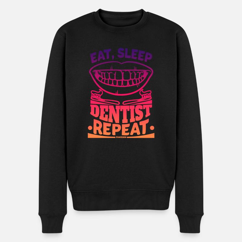 Manger Sommeil Dentiste Répéter Zahnarzt - Pull Premium bio Homme - noir