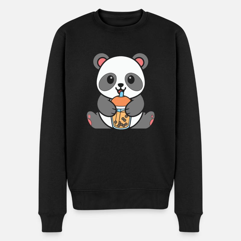 Bubble Tea Panda - Men's Premium Organic Jumper - black