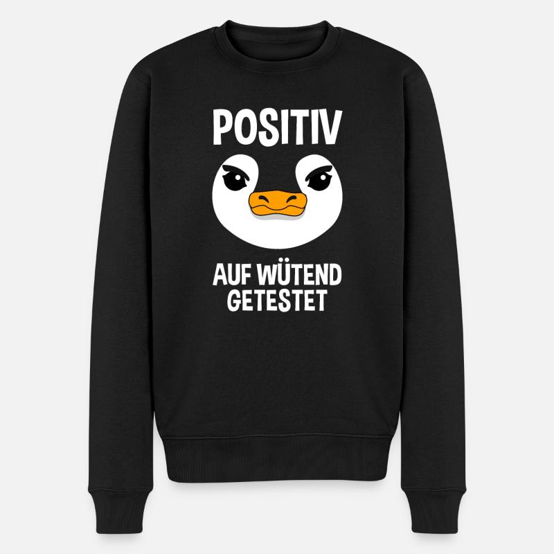 Wütender Pinguin Lustiger Spruch Geschenk - Männer Premium Bio Pullover - Schwarz