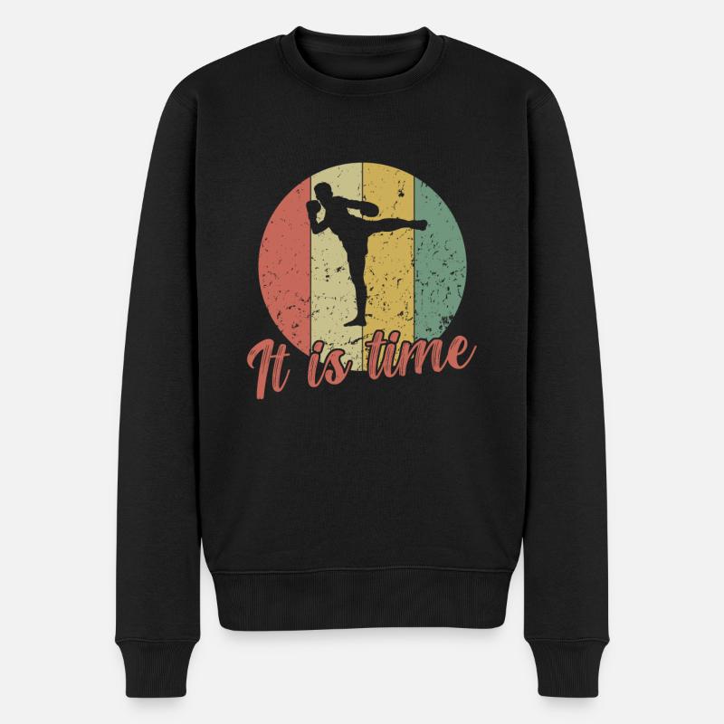 It is Time / Kickboxen - Männer Premium Bio Pullover - Schwarz