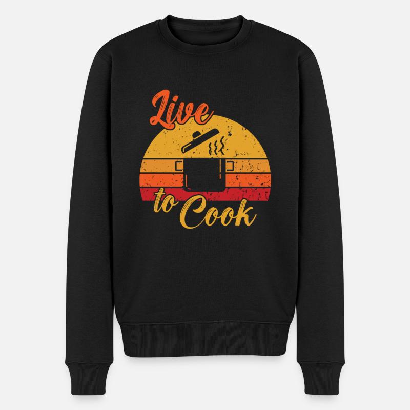 Live to Cook / Kochen - Männer Premium Bio Pullover - Schwarz