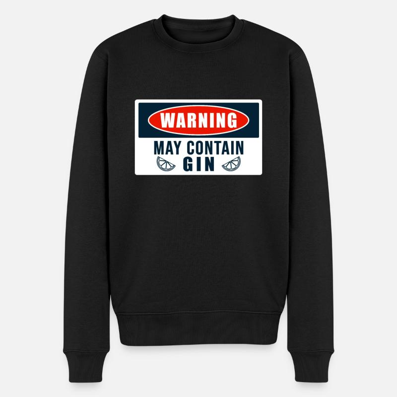 Warning May Contain Gin - Männer Premium Bio Pullover - Schwarz