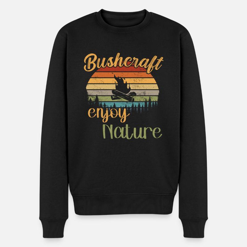 Bushcraft Enjoy Nature / Bushcraft - Männer Premium Bio Pullover - Schwarz